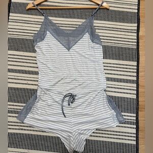 Victoria's Secret Gray and White Striped sleep romper small